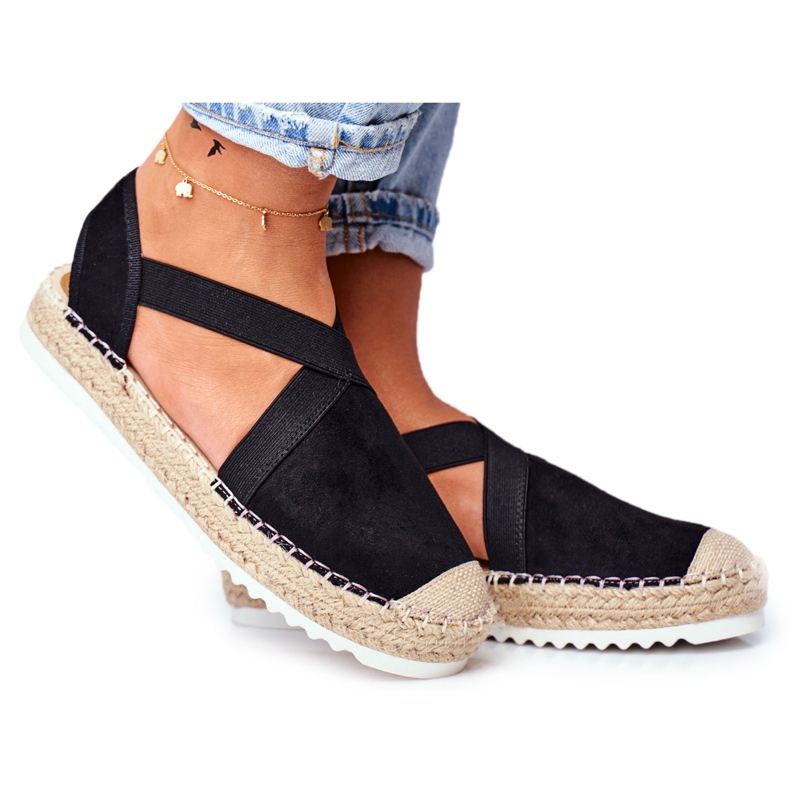 ADY Espadrillas da donna con motivo nero cut-out