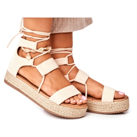 Espadrillas Da Donna Sulla Piattaforma Legate Beige Fuerta