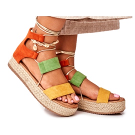 Espadrillas Da Donna Sulla Piattaforma Legate Giallo Fuerta