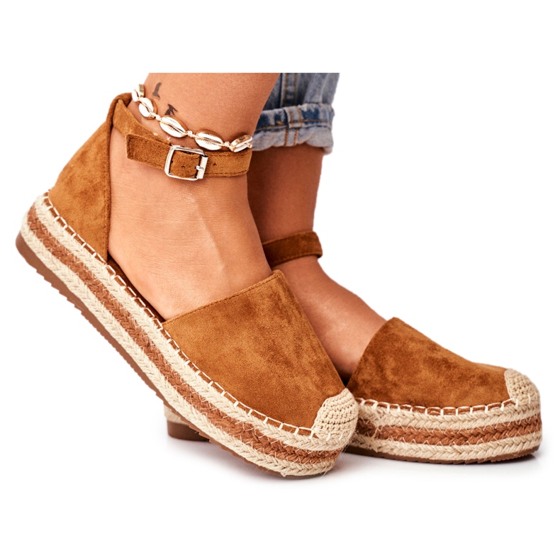 FB2 Espadrillas da donna sulla piattaforma Straw Camel Toca Toca marrone