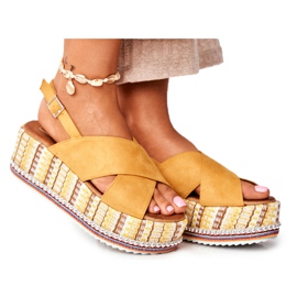 FW1 Sandali da donna su espadrillas con zeppa Yellow Sandy giallo