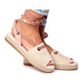 FRJ Espadrillas da donna sulla piattaforma di lino Monacoz beige