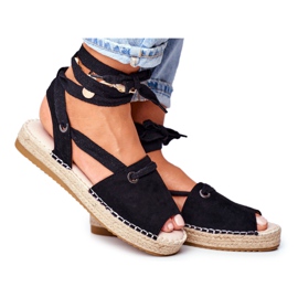 FRJ Espadrillas da donna sulla piattaforma di lino Nero Monacoz
