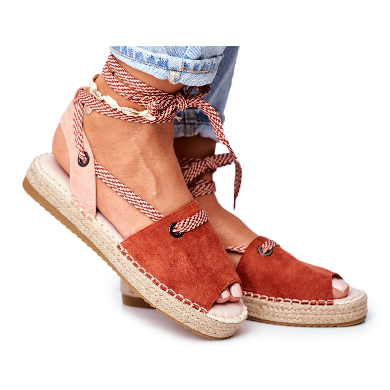 FRJ Espadrillas da donna sulla piattaforma di lino Arancione Monacoz arancia