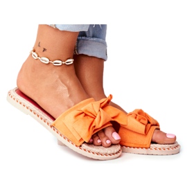 FJ1 Pantofole da donna con fiocco arancione neon Happiness arancia
