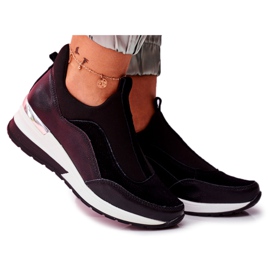Vinceza Scarpe sportive in pelle slip-on da donna nere SG20-7769 Unisciti a noi nero