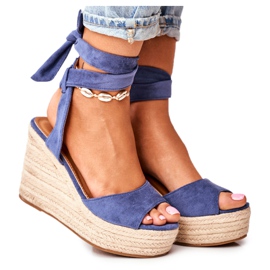 FRID Sandali da donna su espadrillas con zeppa Blu Ollie