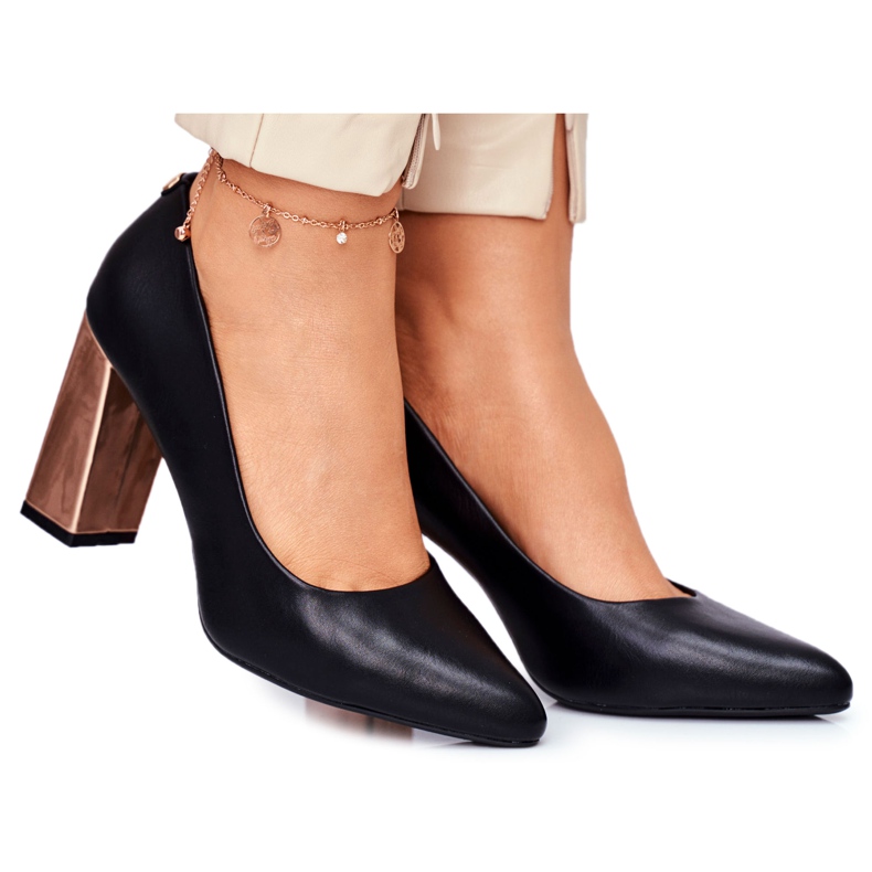 Décolleté Da Donna Con Tacco Oro Sergio Leone Nere PB216 nero