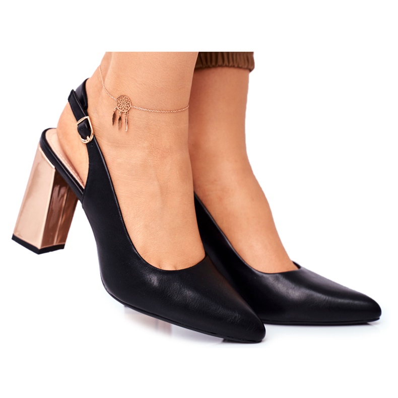 Décolleté Donna Con Tacco Aperto Sergio Leone Nero PB218 giallo