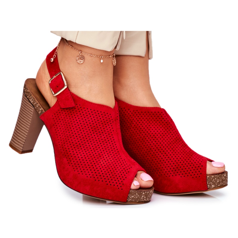 Sandali Donna Con Tacco Alto Sergio Leone SK855 Rosso Senillo