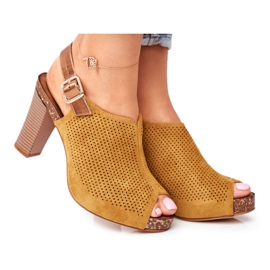 Sandali Donna Con Tacco Alto Sergio Leone SK855 Giallo Senillo