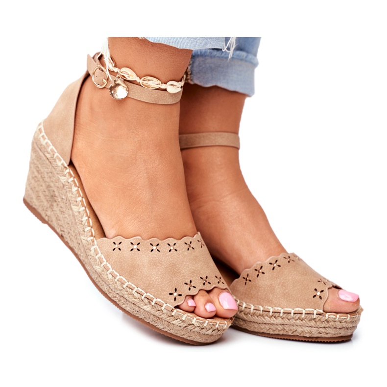 EVE Sandali da donna su espadrillas con zeppa Beige Sagittario