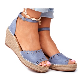 EVE Sandali da donna su espadrillas con zeppa blu Sagittario
