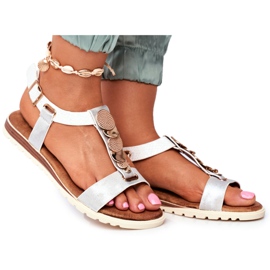 EVE Sandali piatti da donna argento con decorazioni Milton grigio