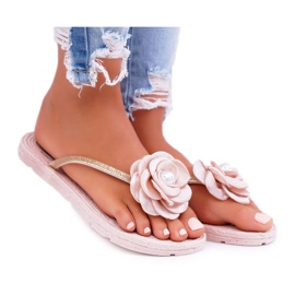 Ciabatte Donna Infradito Fiore Beige Glitter Elenda