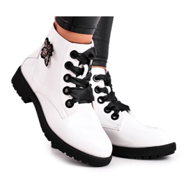 Stivali Donna Con Tacco Piatto Laccato Bianco Sergio Leone BT530 bianca
