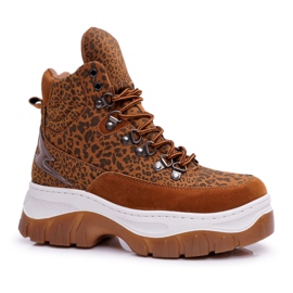 SEA Scarpe da trekking Donna Trappers Leopard Greem marrone