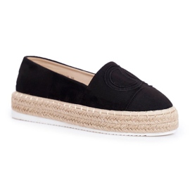 SEA Espadrillas da donna con suola spessa in lino nero Febi