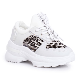 FRROCK Scarpe sportive per bambini con stampa leopardata Penny bianca bianco grigio