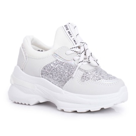 FRROCK Scarpe Sportive per Bambini con Broccato Argento Matylda bianca grigio
