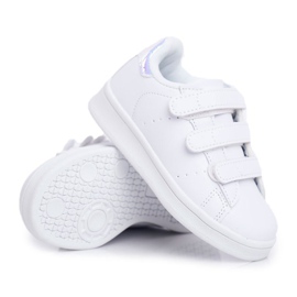FRROCK Scarpe Sportive Bambini Gioventù Con Velcro Bianche e Argento Fifi bianca