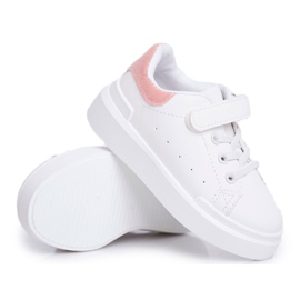 FRROCK Scarpe Sportive Per Bambini Con Velcro Bianche E Rosa Bilbo bianco