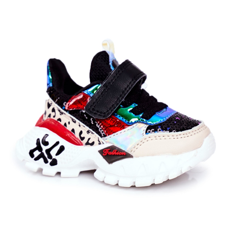 FRROCK Scarpe Sportive Bambino Con Velcro Nere Be Happy nero multicolore