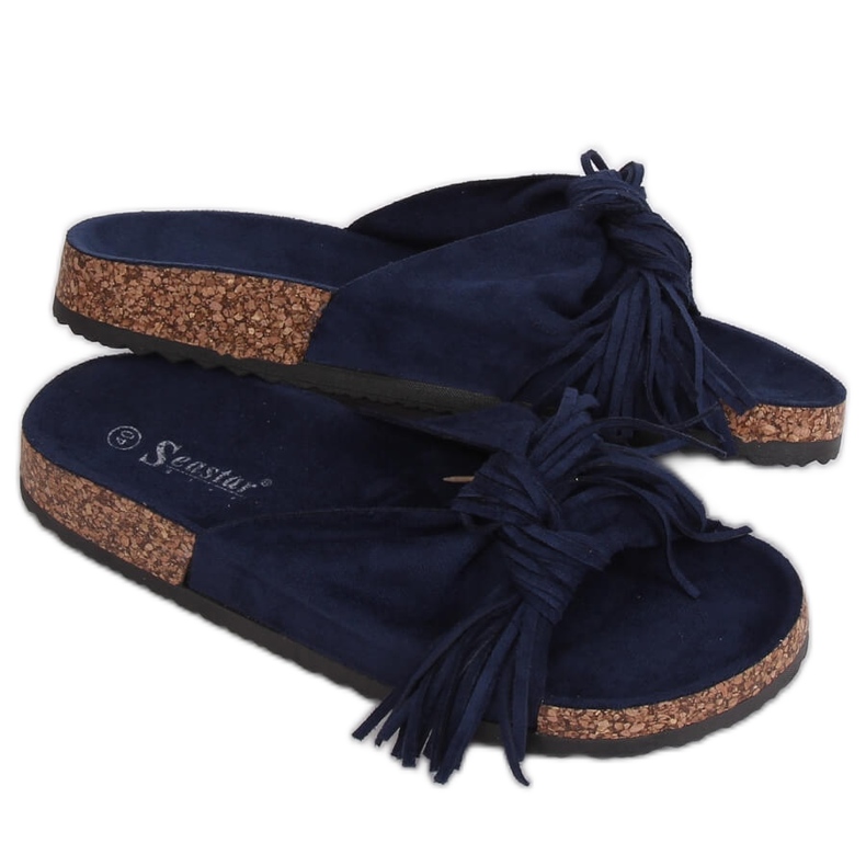 Pantofole boho blu navy da donna CK136P D.BLUE