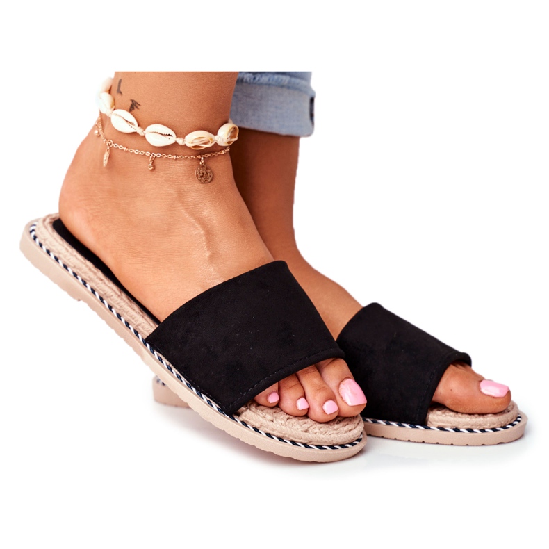 FRJ Pantofole da donna classiche in camoscio nere Look At Me nero