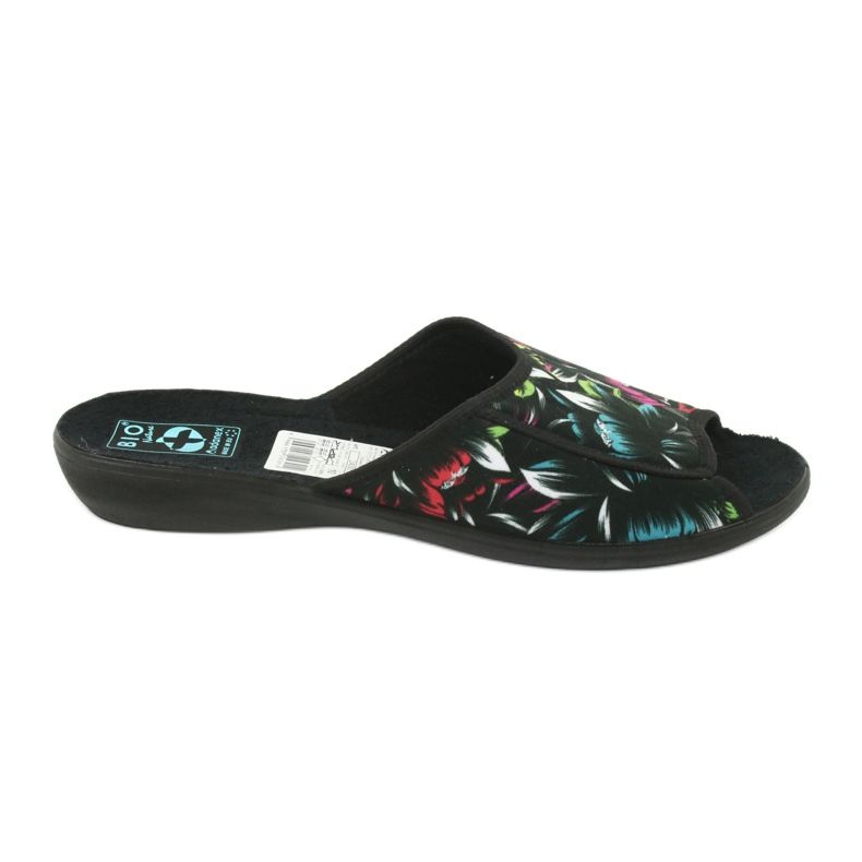 Pantofole da donna fiori Adanex 24301 nero blu rosa verde