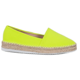 Small Swan Espadrillas in tessuto verde giallo