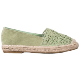 Small Swan Espadrillas In Pelle Scamosciata Con Pizzo verde