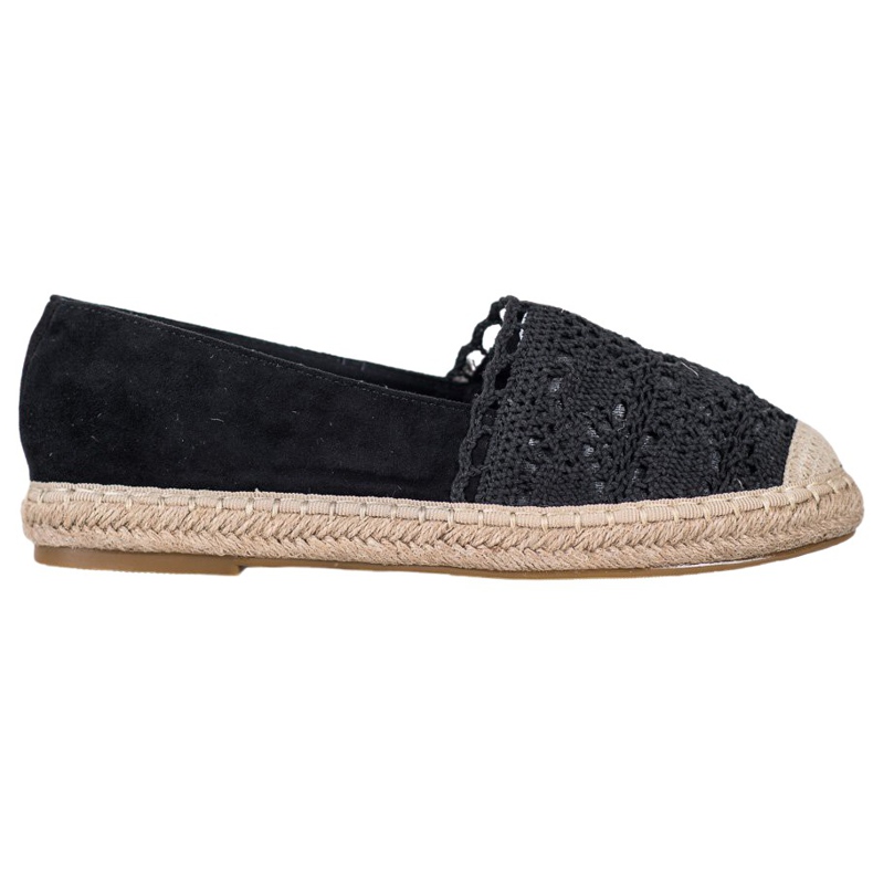 Small Swan Espadrillas In Pelle Scamosciata Con Pizzo nero