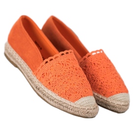 Small Swan Espadrillas in camoscio con pizzo arancia