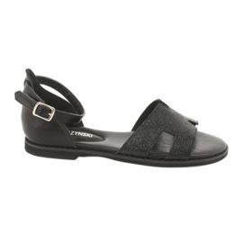 Sandali neri con tacco Daszyński MR1848-17 nero