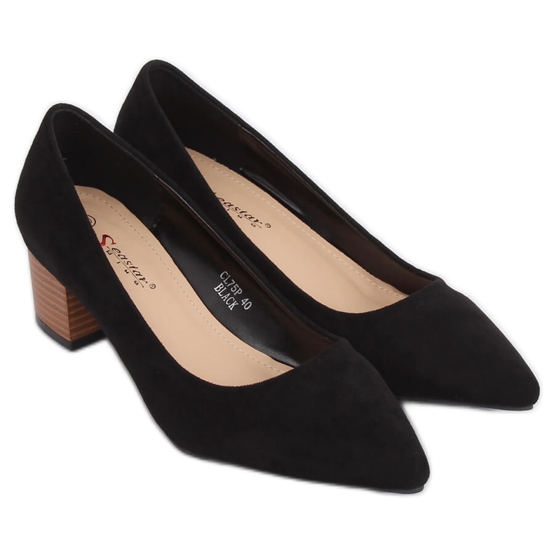 Décolleté con tacco in legno nero CL75P Nero