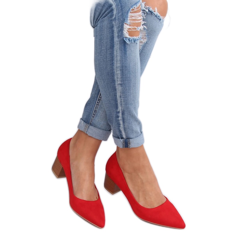 Décolleté con tacco in legno rosso CL75P Rosso