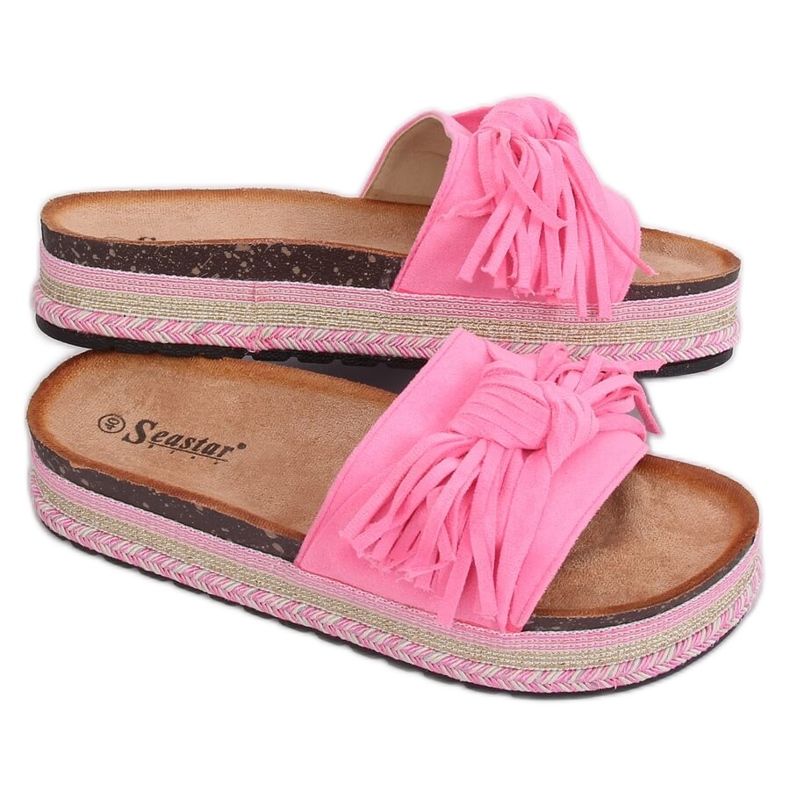Pantofole boho rosa da donna CK138P Fluoresceml Fushie