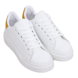 Sneakers da donna bianche 85-428 BIANCO/GIALLO bianca