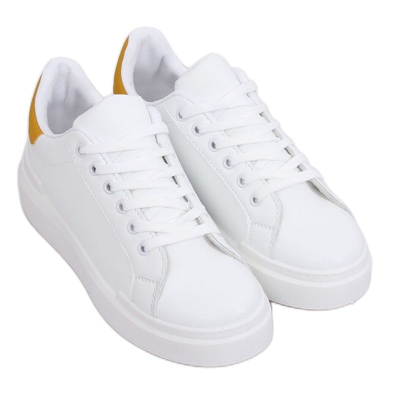 Sneakers da donna bianche 85-428 BIANCO/GIALLO bianca