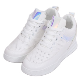 Scarpe sportive bianche zeppa 85-429 BIANCO/ARGENTO