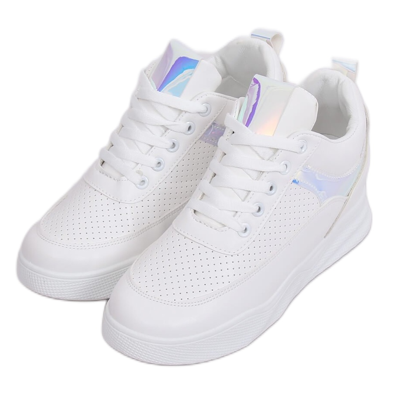 Scarpe sportive bianche zeppa 85-429 BIANCO/ARGENTO bianca