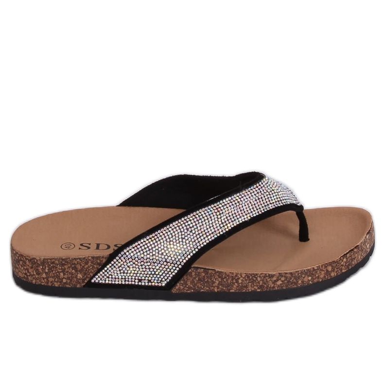Infradito nere sulla suola in sughero 7872-PL Black nero