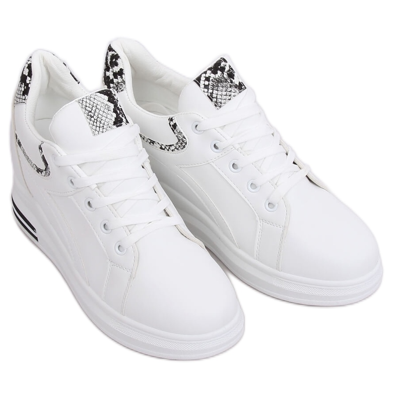Sneakers bianche HY-231 bianche con zeppa bianca nero