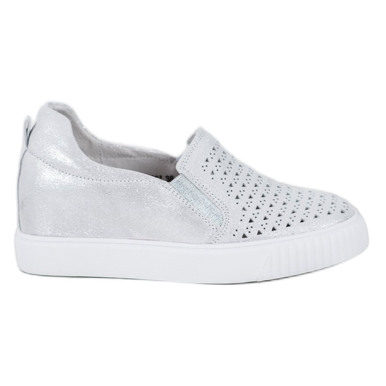 Filippo Slip in pelle con zeppa grigio