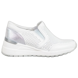 Filippo Slip in pelle traforata bianca grigio