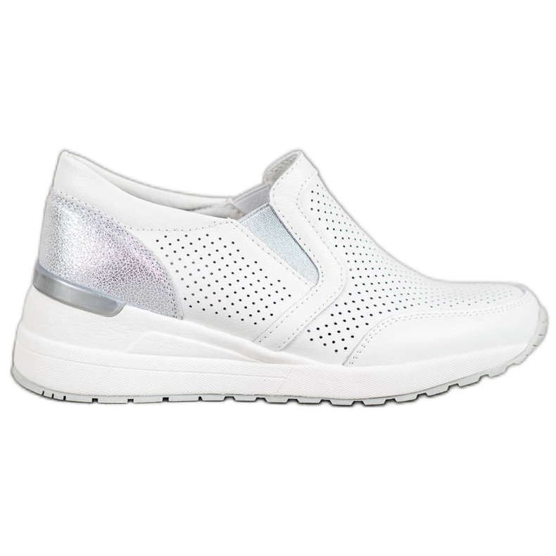 Filippo Slip in pelle traforata bianca grigio
