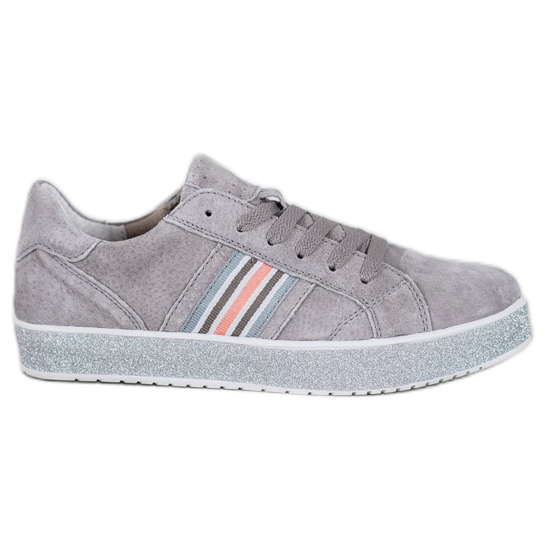 Filippo Sneakers In Pelle Con Platform Glitter grigio