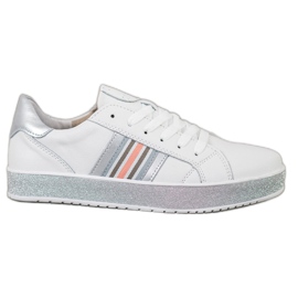 Filippo Sneakers In Pelle Con Platform Glitter bianco