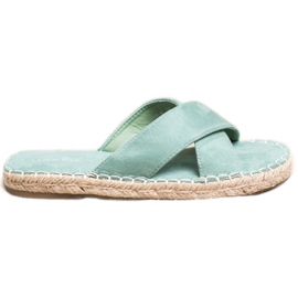 SHELOVET Comode pantofole in pelle scamosciata verde
